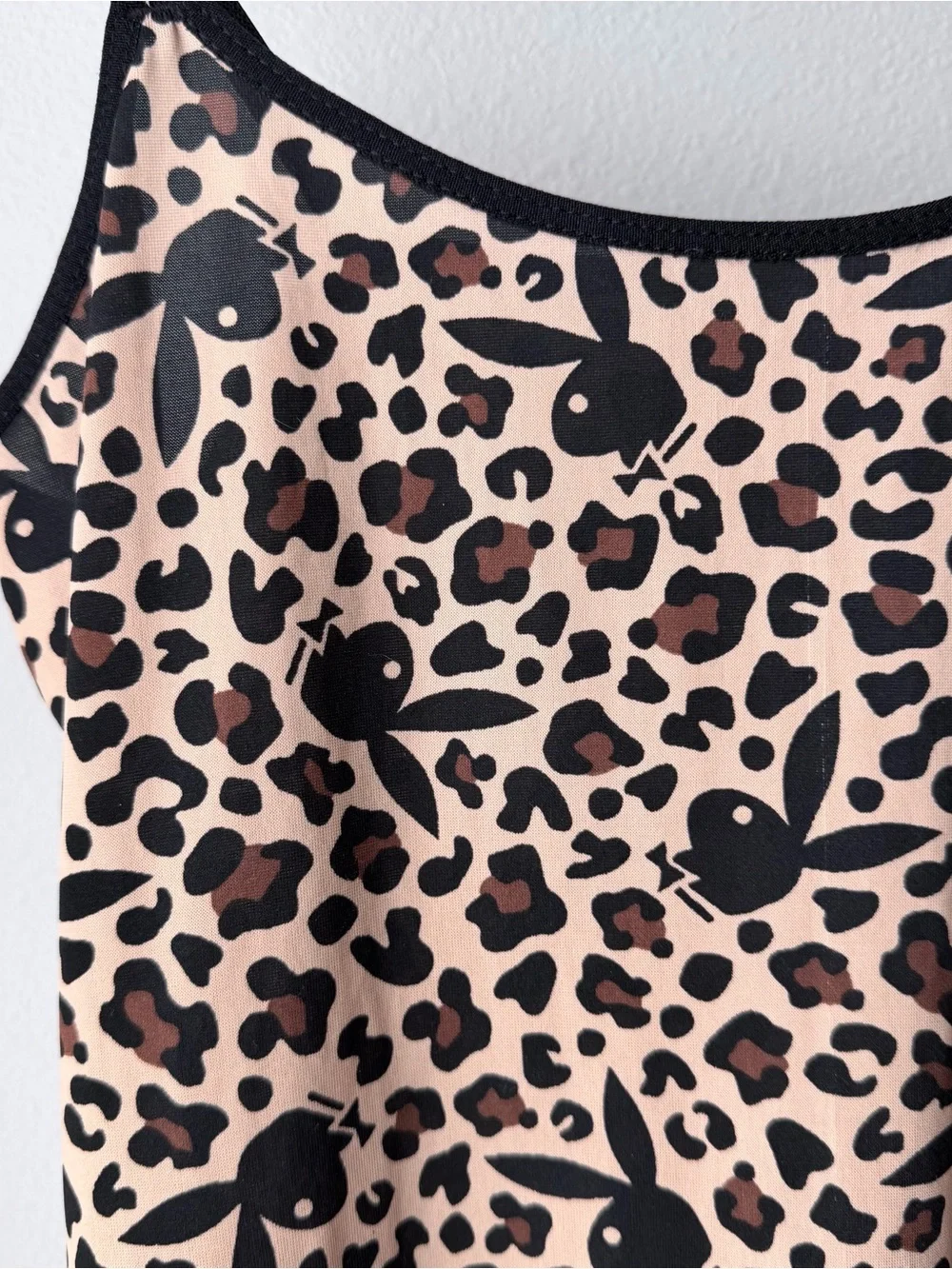 PLAYBOY Black & Blush Y2K Leopard Print Chemise